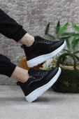 Fort Flet 207 Siyah Beyaz Fermuarlı Bağçıklı Dolgu Taban Kadın Spor Ayakkabı thumbnail 5
