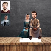 Tesettürlü Bayan Ve Eşi Karikatür Figürü,Sevgiliye Hediye,Doğum Günü Hediyesi - 1