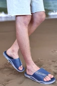 Erkek Lacivert Kaymaz Taban Terlik Deniz Plaj Havuz Banyo Terliği Günlük Terlikk SPORT-7842 - 4
