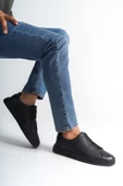 Hakiki Deri Erkek Çift Lastik Detaylı Günlük Spor Ayakkabı Sneaker thumbnail 1