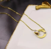 Taşlı Gold paslanmaz kolye Sns202877 thumbnail 3