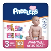 Paddlers Bebek Bezi 3 Numara Midi 160 Adet (4-9 Kg) Aylık Paket thumbnail 1