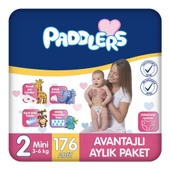 Paddlers Bebek Bezi 2 Numara Mini 176 Adet (3-6 Kg) Aylık Paket - 1