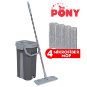 PONY GRİ TABLET MOP 4 ADET YEDEKLİ TEMİZLİK SETİ - 1