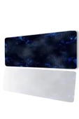 SonicTouch Mavi Siyah Petek Desenli Kaymaz Gaming Oyuncu Masaüstü Dikişsiz Klavye Mouse Pad 32x70Cm - 1