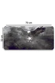 SonicTouch Kara Kartal Siyah Beyaz Yıldız Kaymaz Gaming Oyuncu Masaüstü Dikişsiz Siyah Klavye Mouse Pad 32x70Cm - 2