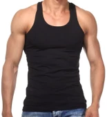 2 Adet Erkek Slim Fit Dar Kalıp Likralı Penye Sporcu Atleti(Rambo Atleti) - 7