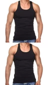 2 Adet Erkek Slim Fit Dar Kalıp Likralı Penye Sporcu Atleti(Rambo Atleti) - 4