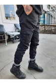Erkek Siyah Yan Cepli Paça Lastikli Likralı Jogger Pantolon - 8