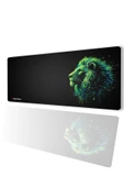 SonicTouch UltraGrand Siyah ve Neon Yeşili Aslan Dikişsiz Xxl Gaming Oyuncu Masaüstü Klavye Mouse Pad 40x90Cm - 1
