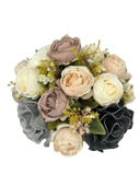 Nettenevime Yapay Çiçek Aranjmanı Büyük Boy Gri Siyah Pudra Tonlar Gümüş Metal Vazolu Arajman Nişan Kız İsteme Çiçeği thumbnail 5