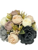 Nettenevime Yapay Çiçek Aranjmanı Büyük Boy Gri Siyah Pudra Tonlar Gümüş Metal Vazolu Arajman Nişan Kız İsteme Çiçeği thumbnail 6