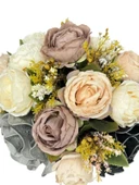 Nettenevime Yapay Çiçek Aranjmanı Büyük Boy Gri Siyah Pudra Tonlar Gümüş Metal Vazolu Arajman Nişan Kız İsteme Çiçeği thumbnail 7
