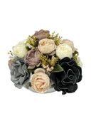 Nettenevime Yapay Çiçek Aranjmanı Büyük Boy Gri Siyah Pudra Tonlar Gümüş Metal Vazolu Arajman Nişan Kız İsteme Çiçeği thumbnail 4