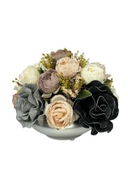 Nettenevime Yapay Çiçek Aranjmanı Büyük Boy Gri Siyah Pudra Tonlar Gümüş Metal Vazolu Arajman Nişan Kız İsteme Çiçeği thumbnail 1