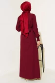 Kol Piliseli Taşlı Ferace Bordo - 3