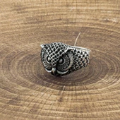 925 Ayar Gümüş Baykuş Motifli Yüzük - 1