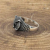 925 Ayar Gümüş Baykuş Motifli Yüzük - 2