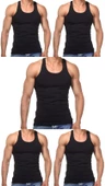 5 Adet Erkek Slim Fit Dar Kalıp Likralı Penye Sporcu Atleti(Rambo Atleti) - 11