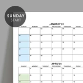 Amerikan Standardı 2025 Yıllık Planlayıcı Takvim, Pazar Başlangıç 2025 Takvim - 2