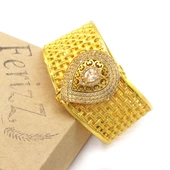 İmitasyon Trabzon Hasırı Altın Kaplama Taşlı Sepet Örgü Kelepçe BLZ-599 - 4