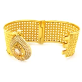 İmitasyon Trabzon Hasırı Altın Kaplama Taşlı Sepet Örgü Kelepçe BLZ-599 - 5