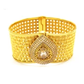 İmitasyon Trabzon Hasırı Altın Kaplama Taşlı Sepet Örgü Kelepçe BLZ-599 - 1