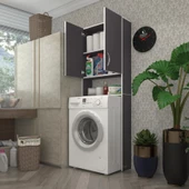 Kenzlife çamaşır makinesi dolabı veronika gri 180*066*20 banyo çift kapaklı arkalıksız - 1