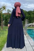 Asil Lacivert Elbise - 6