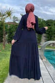 Asil Lacivert Elbise - 11