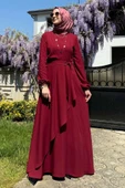 Dilek Bordo Elbise - 4