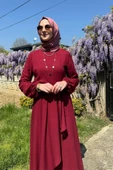 Dilek Bordo Elbise - 6
