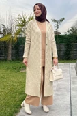 Dama Desenli Taş Triko Hırka - 4