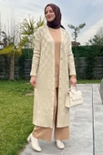 Dama Desenli Taş Triko Hırka - 5