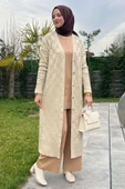 Dama Desenli Taş Triko Hırka - 10