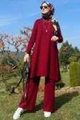 Işıl Pantolonlu Triko Takım Bordo - 5