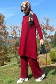 Işıl Pantolonlu Triko Takım Bordo - 7