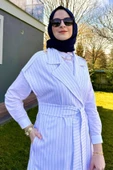 Apoletli Çizgili Takım Beyaz - 8