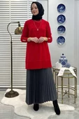 Bilge Kırmızı Triko Tunik - 4