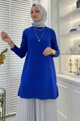 Gonca Taşlı Triko Tunik Saks - 5