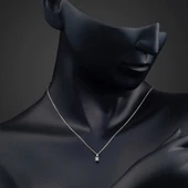 14 Ayar Beyaz Altın Tektaş Kadın Kolye thumbnail 2