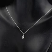 14 Ayar Beyaz Altın Tektaş Kadın Kolye thumbnail 4