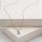 14 Ayar Beyaz Altın Tektaş Kadın Kolye thumbnail 3