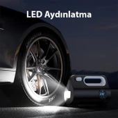 Polham 120W Süper Güçlü Taşınabilir Lastik Pompası,3mt Kablolu Basınç Göstergeli, Işıklı Hava Kompresörü - 5
