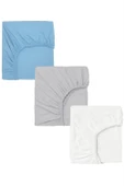 3 Adet 40 x 80 + 10 cm Anne Yanı Lastikli Penye Kumaş Bebek Çarşafı - 1