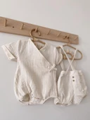 Naturaborn GOTS Organik Sertifikalı Müslin Kimono Yaka Bebek Body - 2