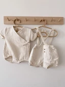 Naturaborn GOTS Organik Sertifikalı Müslin Kimono Yaka Bebek Body - 4