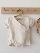 Naturaborn GOTS Organik Sertifikalı Müslin Kimono Yaka Bebek Body - 6