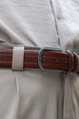 Papuç Sepeti Smt-3992 Erkek Hakiki Deri Kumaş Kemeri - 3