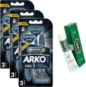 Arko Men Pro3 3'lü 3 Bıçaklı Tıraş Bıçağı 3 Adet + Hediye Arko Krem - 1
